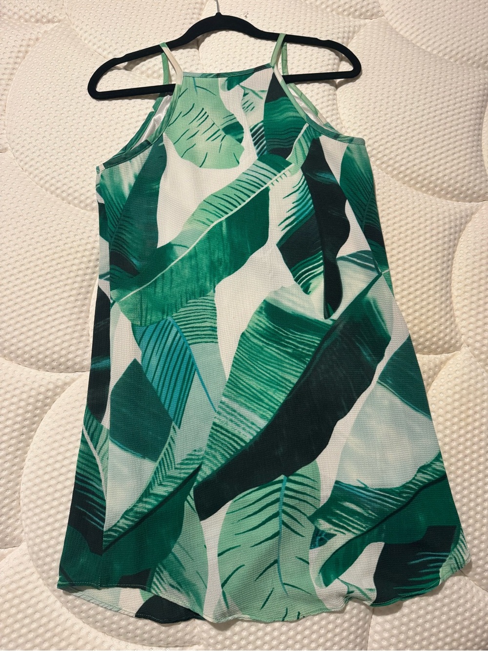 Green Palm-Print Tank Top Dress